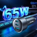 Ładowarka samochodowa Joyroom JR-CCN19 65W 2x USB-C + USB-A - ciemnoszara