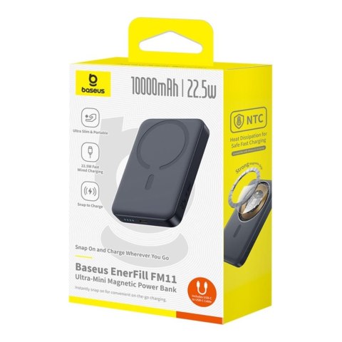 Baseus EnerFill FM11 mini magnetyczny power bank bezprzewodowy 22.5W 10000mAh czarny