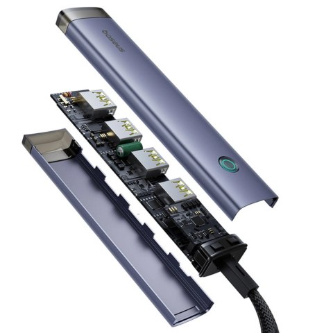 Hub USB-A/USB-C Baseus UltraJoy Series 4xUSB-A 3.1 1xUSB-C 5V - szary