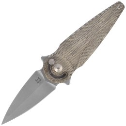 Nóż składany FOX Saturn Flipper OD Green Canvas Micarta, Stonewashed N690Co by Denis Simonutti (FX-551 MOD)