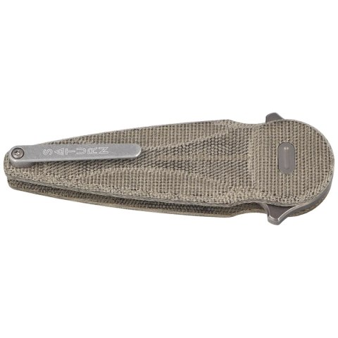 Nóż składany FOX Saturn Flipper OD Green Canvas Micarta, Stonewashed N690Co by Denis Simonutti (FX-551 MOD)