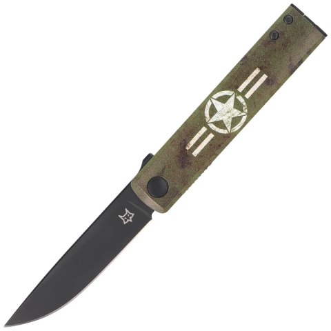 Nóż składany Fox Chnops UV Green Aluminium/UV Printing, Black Becut by Raven Knives Design (FX-543 M1)