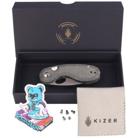 Nóż składany Kizer Microbe Black Norplex UltreX Micarta, Satin 14C28N by Maksim Epifantsev (V2742A2)