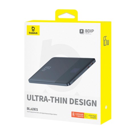 Powerbank Baseus Blade2 12000mAh 65W z wyświetlaczem cyfrowym (z czarnym kablem Baseus Mini White Series USB-C - USB-C 100W (20V