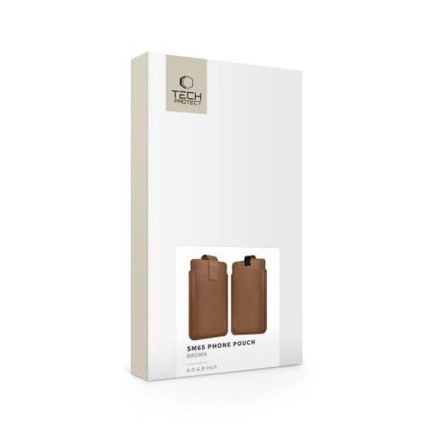 Etui Tech-Protect SM65 dla smartfonów 6.0-6.9" - brązowe