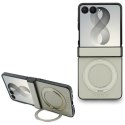 Guess nakładka HC Magnetic Ring Stand Grained PU Classic Logo do Samsung Galaxy Z Flip 8 beżowa