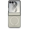 Guess nakładka HC Magnetic Ring Stand Grained PU Classic Logo do Samsung Galaxy Z Flip 8 beżowa