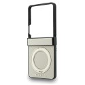 Guess nakładka HC Magnetic Ring Stand Grained PU Classic Logo do Samsung Galaxy Z Flip 8 beżowa
