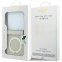 Guess nakładka HC Magnetic Ring Stand Grained PU Classic Logo do Samsung Galaxy Z Flip 8 beżowa