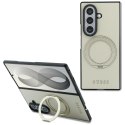 Guess nakładka HC Magnetic Ring Stand Grained PU Classic Logo do Samsung Galaxy Z Fold 8 Ultra beżowa