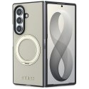 Guess nakładka HC Magnetic Ring Stand Grained PU Classic Logo do Samsung Galaxy Z Fold 8 Ultra beżowa