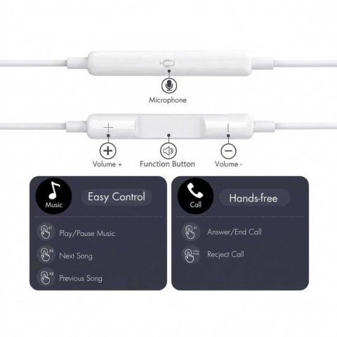 Słuchawki przewodowe Tech-Protect Ultraboost Core G3 USB-C - białe