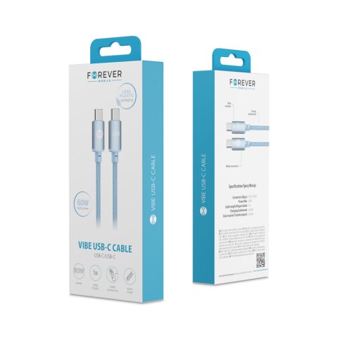 Forever kabel Vibe USB-C - USB-C 1,0 m 60W jasnoniebieski