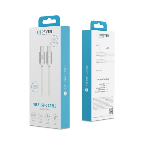 Forever kabel Vibe USB-C - USB-C 1,0 m 60W srebrny