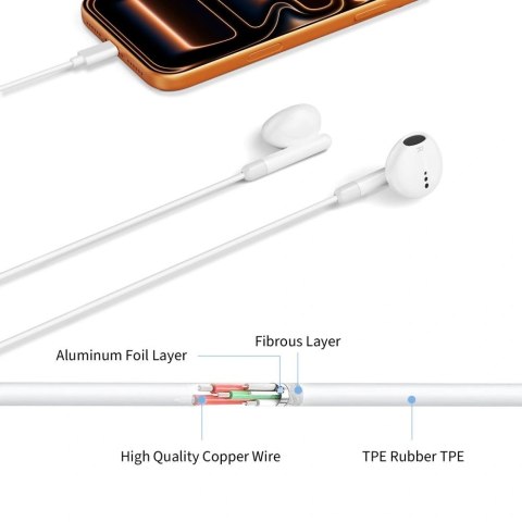 Słuchawki przewodowe Tech-Protect Ultraboost Core G4 USB-C - białe