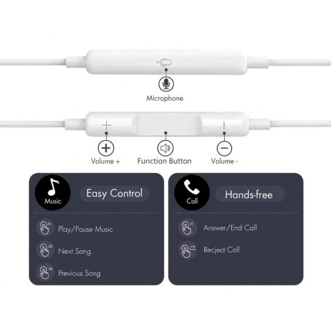 Słuchawki przewodowe Tech-Protect Ultraboost Core G4 USB-C - białe