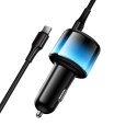 Ładowarka samochodowa Hoco USB A + 2x USB C QC3.0 PD 37W + kabel USB C do C Z69A czarna