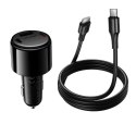 Ładowarka samochodowa Hoco USB A + 2x USB C QC3.0 PD 37W + kabel USB C do C Z69A czarna