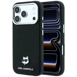 Etui Karl Lagerfeld Grained Choupette Head Metal MagSafe na iPhone 17 Pro Max / 18 Pro Max - czarne