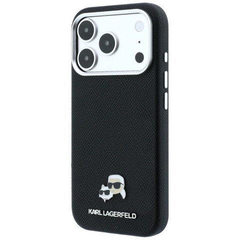 Etui Karl Lagerfeld Grained Heads Metal MagSafe na iPhone 17 Pro / 18 Pro - czarne