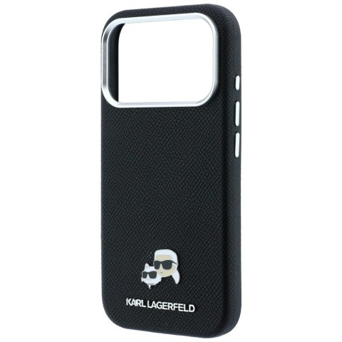 Etui Karl Lagerfeld Grained Heads Metal MagSafe na iPhone 17 Pro / 18 Pro - czarne