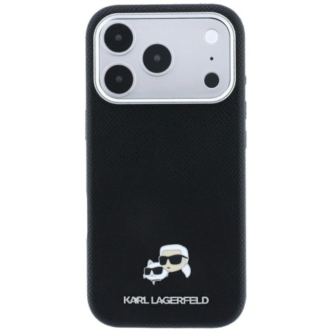 Etui Karl Lagerfeld Grained Heads Metal MagSafe na iPhone 17 Pro Max / 18 Pro Max -czarne