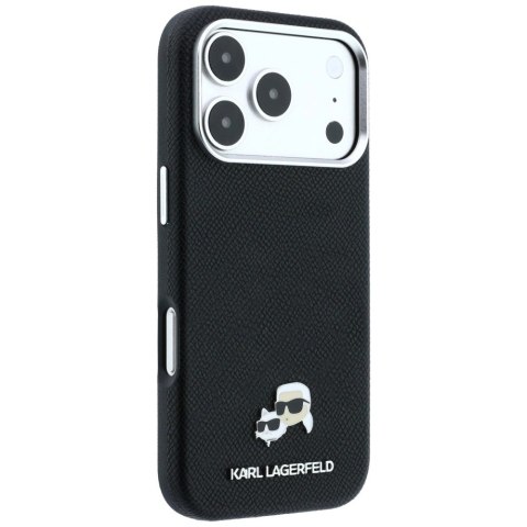 Etui Karl Lagerfeld Grained Heads Metal MagSafe na iPhone 17 Pro Max / 18 Pro Max -czarne