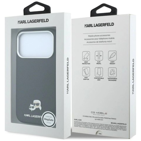 Etui Karl Lagerfeld Grained Heads Metal MagSafe na iPhone 17 Pro Max / 18 Pro Max -czarne