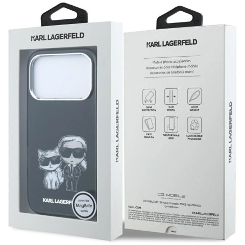 Etui Karl Lagerfeld Smooth Karl & Choupette Bodies Sketch MagSafe do iPhone 18 Pro / 17 Pro - czarne