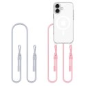 Etui Tech-Protect Flexair Chain MagSafe na iPhone 16 - przezroczyste + 2 smycze (różowa i szara)