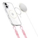 Etui Tech-Protect Flexair Chain MagSafe na iPhone 16 - przezroczyste + 2 smycze (różowa i szara)