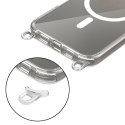 Etui Tech-Protect Flexair Chain MagSafe na iPhone 16 - przezroczyste + 2 smycze (różowa i szara)