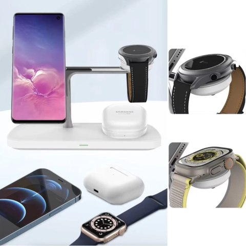 Ładowarka bezprzewodowa Tech-Protect QI15W-A45 3w1 z MagSafe do urządzeń Apple - biała