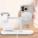 Ładowarka bezprzewodowa Tech-Protect QI15W-A45 3w1 z MagSafe do urządzeń Apple - biała