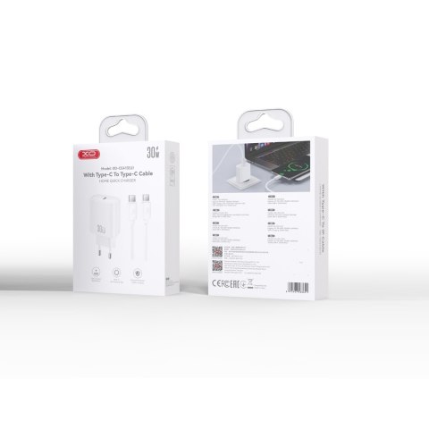XO ładowarka sieciowa CE41 PD 30W 1x USB-C biała + kabel USB-C - USB-C