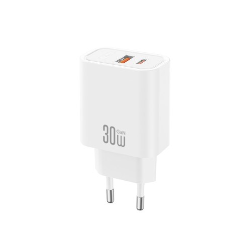 XO ładowarka sieciowa CE42 PD 30W 1x USB-C 1x USB biała + kabel USB-C - USB-C