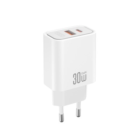 XO ładowarka sieciowa CE42 PD 30W 1x USB-C 1x USB biała + kabel USB-C - USB-C
