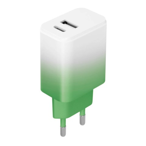 Setty ładowarka sieciowa USB + USB-C 20W LSIG-AC-20 gradient miętowo-biała