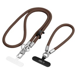 Smycz do telefonu Tech-Protect C10S Crossbody (114 cm) + na nadgarstek (31 cm) - brązowo-tytanowa
