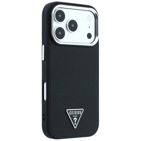 Etui Guess Grained Triangle Logo MagSafe na iPhone 17 Pro / 18 Pro - czarne