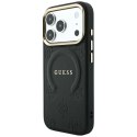 Etui Guess Saffiano Peony & Ring MagSafe na iPhone 17 Pro / 18 Pro - czarne
