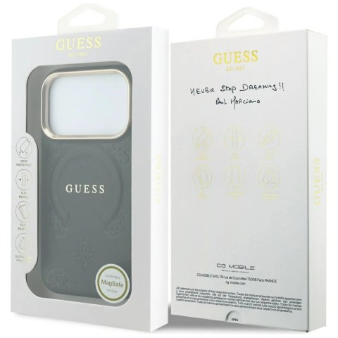 Etui Guess Saffiano Peony & Ring MagSafe na iPhone 17 Pro / 18 Pro - czarne