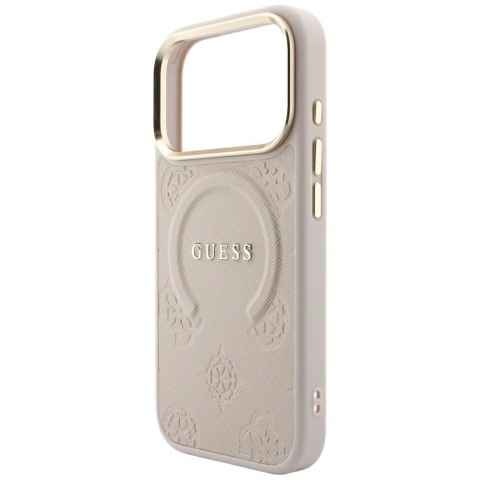 Etui Guess Saffiano Peony & Ring MagSafe na iPhone 17 Pro / 18 Pro - różowe