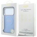 Etui Guess Saffiano Peony & Ring MagSafe na iPhone 17 Pro Max / 18 Pro Max - jasnoniebieskie