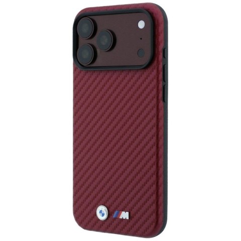 BMW futerał do IPHONE 18 Pro Max/17 Pro Max kompatybilny z MagSafe (Carbon Metal Logo) bordowy