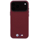BMW futerał do IPHONE 18 Pro Max/17 Pro Max kompatybilny z MagSafe (Carbon Metal Logo) bordowy