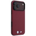 BMW futerał do IPHONE 18 Pro Max/17 Pro Max kompatybilny z MagSafe (Carbon Metal Logo) bordowy