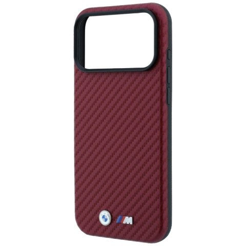 BMW futerał do IPHONE 18 Pro Max/17 Pro Max kompatybilny z MagSafe (Carbon Metal Logo) bordowy