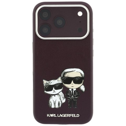 KARL LAGERFELD futerał do IPHONE 18 Pro /17 Pro kompatybilny z MagSafe (Bodies Sketch) burgundowy