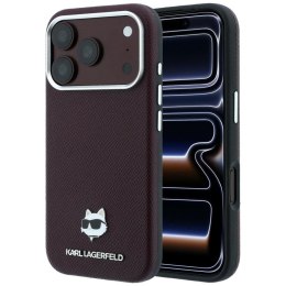 KARL LAGERFELD futerał do IPHONE 18 Pro/ 17 Pro kompatybilny z MagSafe (Grained Choupette Head Metal) burgundowy